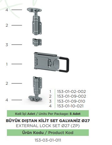 BUYUK DISTAN KILIT SET CAP 27 GALVANIZ